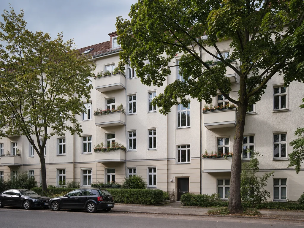 Mehrparteienhaus in Mannheim, beispielhafte Fassade einer verwalteten Wohnanlage